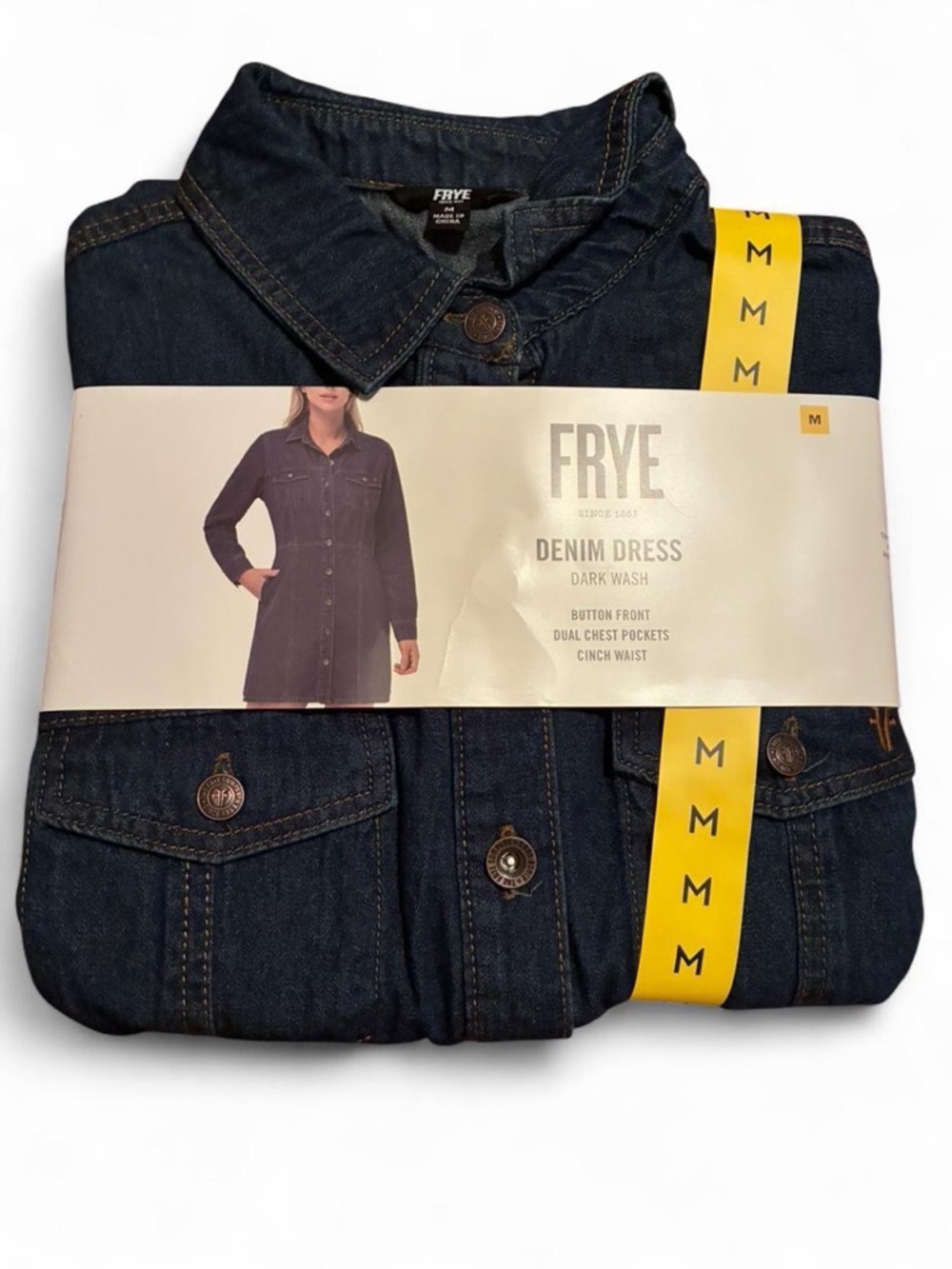 Frye Dark Blue Denim Shirt Mini Dress - Picture 5 of 6